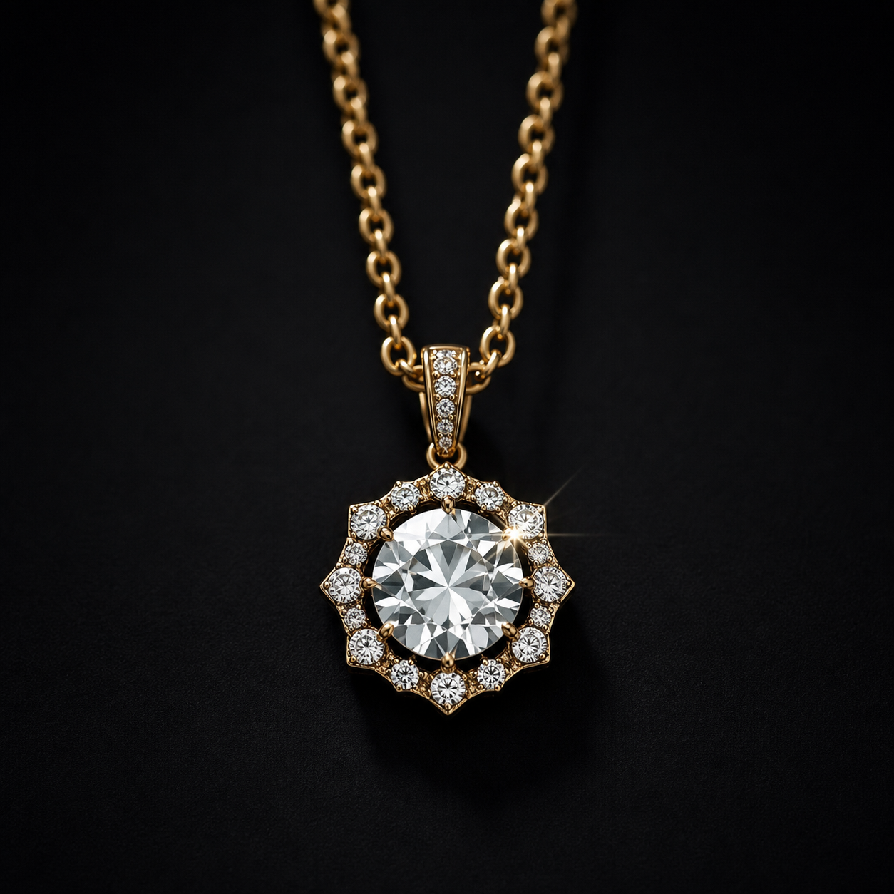 Diamond halo necklace
