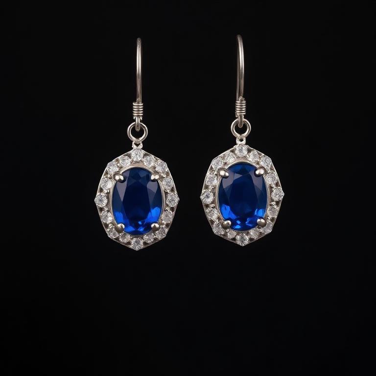 Sapphire Halo Drop Earrings