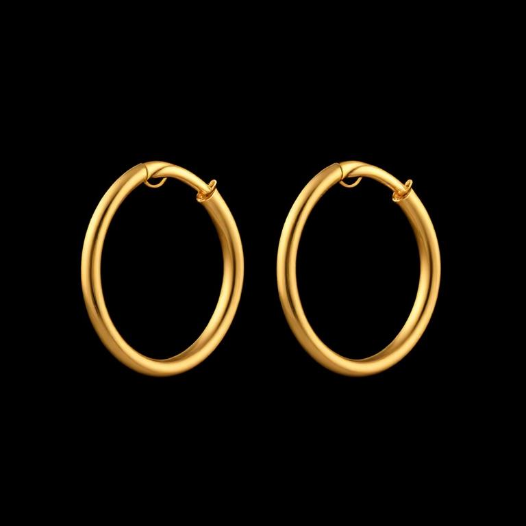 14k Gold Hoop Earrings, 1"