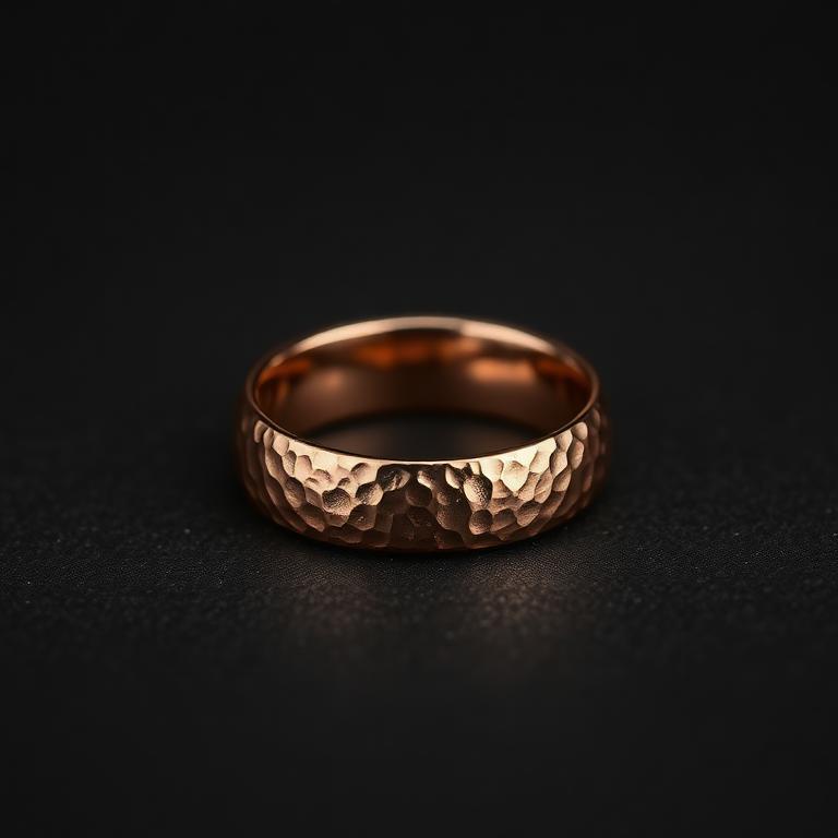 Hammered Finish Band, 14k Rose
